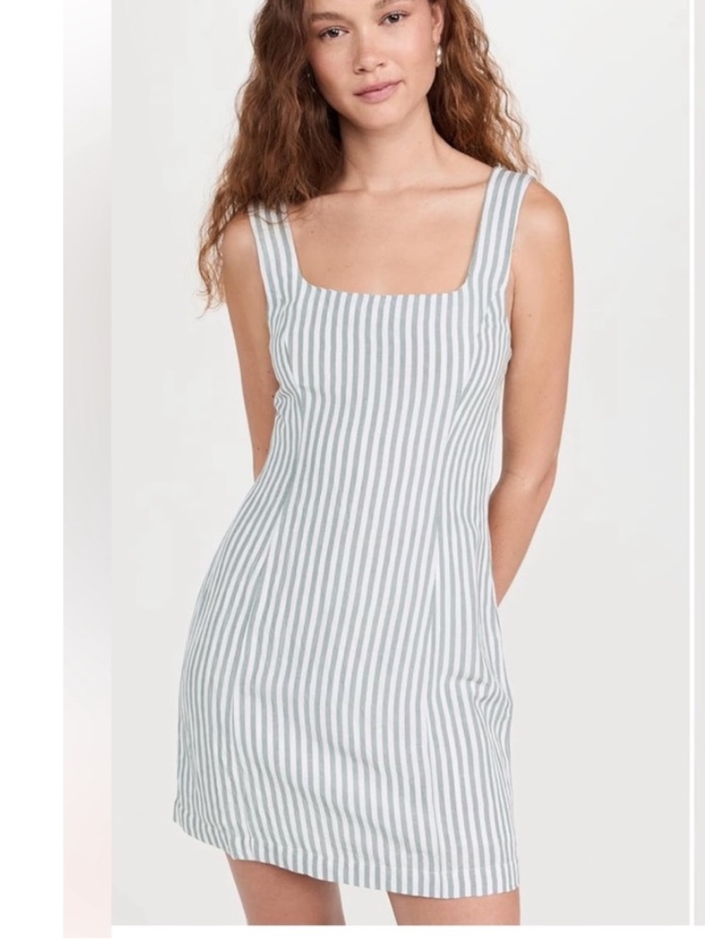 Posse Diana Dress Sleeveless Square Neck Striped Fitted Mini Dress XS